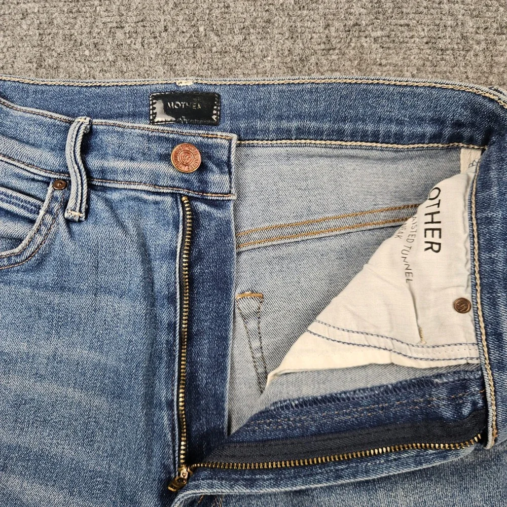 Mother High Waisted Tunnel Vision Sneak Jeans Blue Wide Leg 1338-686 Size 25
